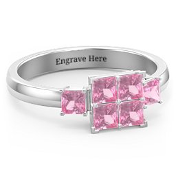 Diana Princess Cut Cluster Ring with Birthstones