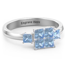 Diana Princess Cut Cluster Ring with Birthstones