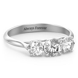Past Present Future 3-Stone Ring in 925 Sterling Silver with Cubic Zirconia