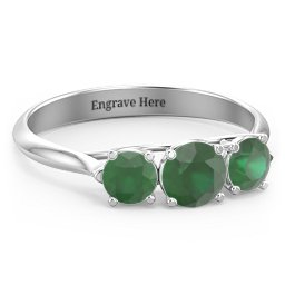 Past Present Future 3-Stone Ring in 925 Sterling Silver with Emerald