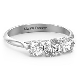 Past Present Future 3-Stone Ring in 925 Sterling Silver with Diamond