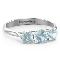 Past Present Future 3-Stone Ring in 925 Sterling Silver with Aquamarine