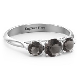 Past Present Future 3-Stone Ring in 925 Sterling Silver with Smokey Quartz