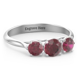 Past Present Future 3-Stone Ring in 925 Sterling Silver with Ruby