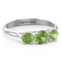 Past Present Future 3-Stone Ring in 925 Sterling Silver with Peridot