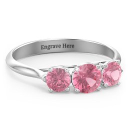 Past Present Future 3-Stone Ring in 925 Sterling Silver with Pink Tourmaline