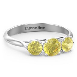 Past Present Future 3-Stone Ring in 925 Sterling Silver with Citrine