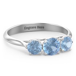 Past Present Future 3-Stone Ring in 925 Sterling Silver with Blue Topaz