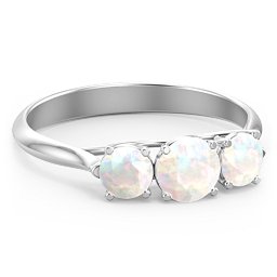 Past Present Future 3-Stone Ring in 925 Sterling Silver with Opal
