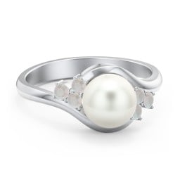 7mm Freshwater Pearl Wave Ring with Accents