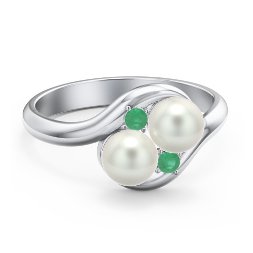Twin 5mm Freshwater Pearl Ring with Accents