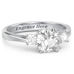 3 Stone Cushion Cut Duchess Ring