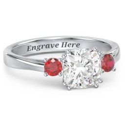 3 Stone Cushion Cut Duchess Ring
