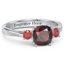 3 Stone Cushion Cut Duchess Ring in 925 Sterling Silver