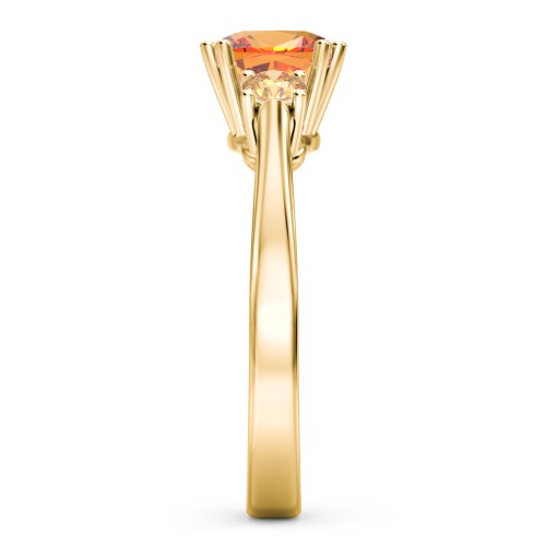 3 Stone Cushion Cut Duchess Ring – 18K Gold Plated Silver with Citrine