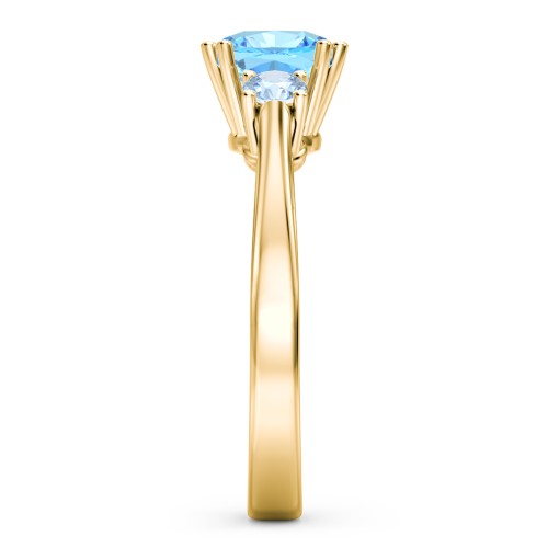 3 Stone Cushion Cut Duchess Ring – 18K Gold Plated Silver with Blue Topaz