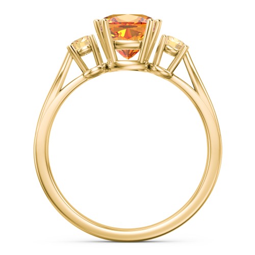 3 Stone Cushion Cut Duchess Ring – 18K Gold Plated Silver with Citrine