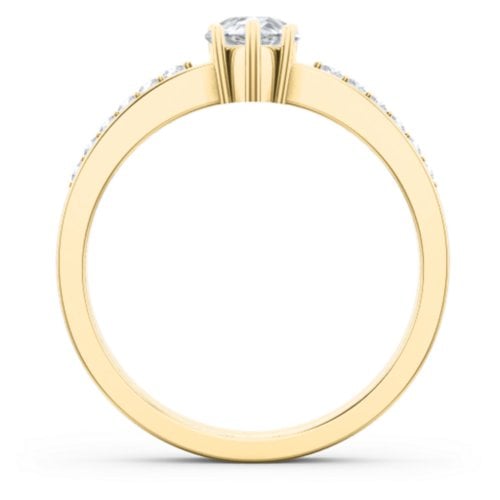 Fancy Pear Shape Ring with Accent band – 10K Yellow Gold with White Premium Zirconia