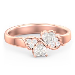 Heart of Hearts with Accent Stones Ring in 10K Solid Rose Gold