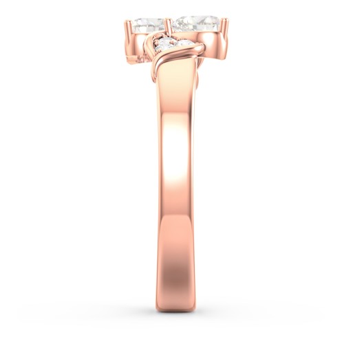Heart of Hearts with Accent Stones Ring – 10K Rose Gold with Cubic Zirconia and White Premium Zirconia