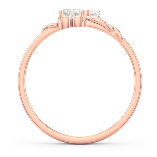 Heart of Hearts with Accent Stones Ring – 10K Rose Gold with Cubic Zirconia and White Premium Zirconia