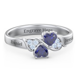 Heart of Hearts with Accent Stones Ring in 925 Sterling Silver with Blue Sapphire and Fancy Blue Premium Zirconia
