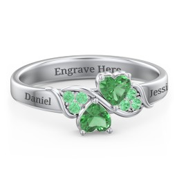 Heart of Hearts with Accent Stones Ring in 925 Sterling Silver with Emerald and Green Premium Zirconia