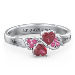 Heart of Hearts with Accent Stones Ring in 925 Sterling Silver with Ruby and Red Premium Zirconia