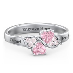 Heart of Hearts with Accent Stones Ring in 925 Sterling Silver with Pink Tourmaline and Fancy Pink Premium Zirconia