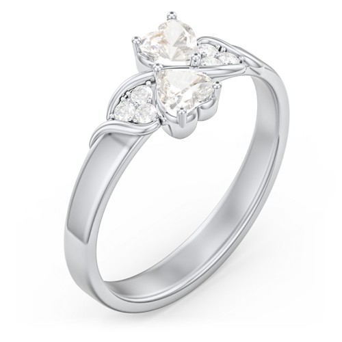 Heart of Hearts with Accent Stones Ring – Sterling Silver with Cubic Zirconia and White Premium Zirconia