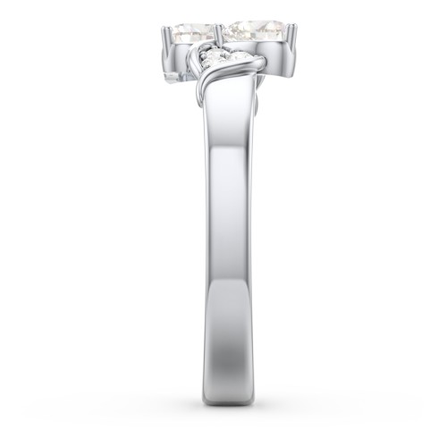 Heart of Hearts with Accent Stones Ring – Sterling Silver with Cubic Zirconia and White Premium Zirconia
