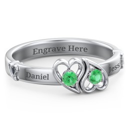 Shape of My Heart Ring in 925 Sterling Silver with Emerald