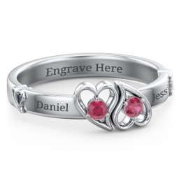 Shape of My Heart Ring in 925 Sterling Silver with Ruby