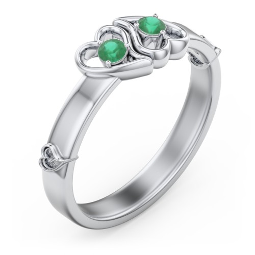 Shape of My Heart Ring – Sterling Silver with Emerald
