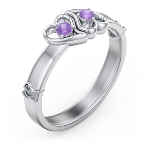Shape of My Heart Ring – Sterling Silver with Amethyst