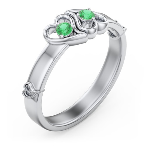 Shape of My Heart Ring – Sterling Silver with Emerald