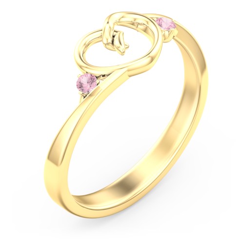 Hearts Entwined Pinky Promise Ring – 18K Gold Plated Silver with Pink Tourmaline