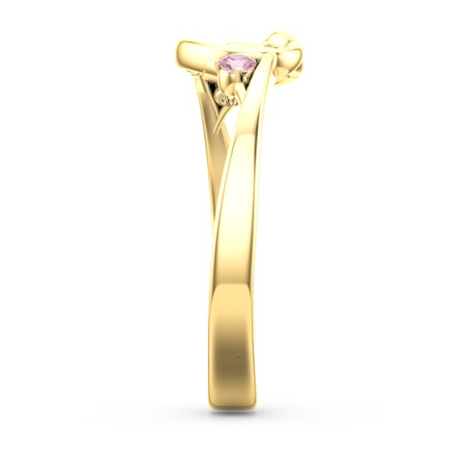 Hearts Entwined Pinky Promise Ring – 18K Gold Plated Silver with Pink Tourmaline