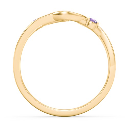 Hearts Entwined Pinky Promise Ring – 18K Gold Plated Silver with Amethyst