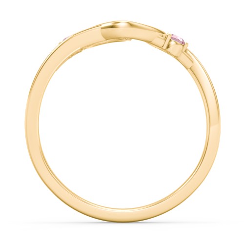 Hearts Entwined Pinky Promise Ring – 18K Gold Plated Silver with Pink Tourmaline