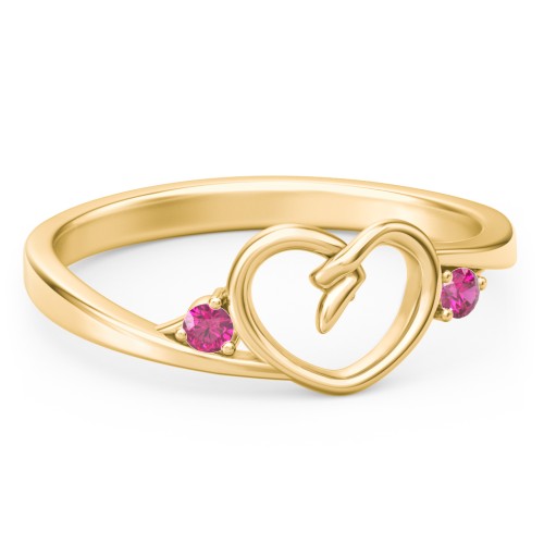 Hearts Entwined Pinky Promise Ring – 18K Gold Plated Silver with Ruby