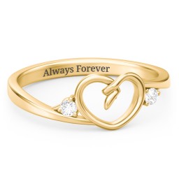 Hearts Entwined Pinky Promise Ring in 18K Gold Plated Silver with Diamond