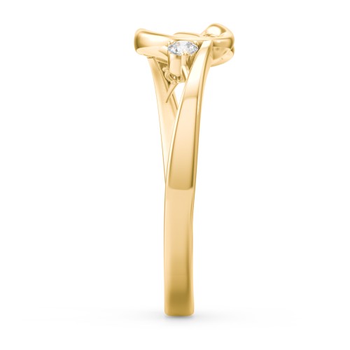 Hearts Entwined Pinky Promise Ring – 18K Gold Plated Silver with Diamond