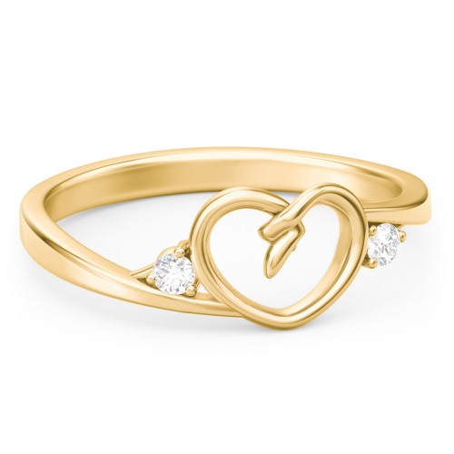 Hearts Entwined Pinky Promise Ring – 18K Gold Plated Silver with Diamond