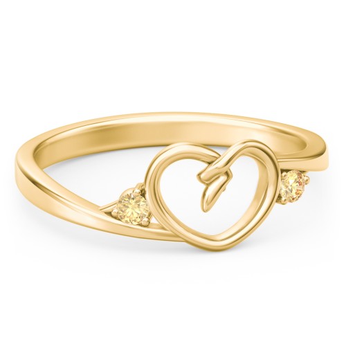 Hearts Entwined Pinky Promise Ring – 18K Gold Plated Silver with Citrine