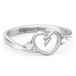 Hearts Entwined Pinky Promise Ring in 925 Sterling Silver
