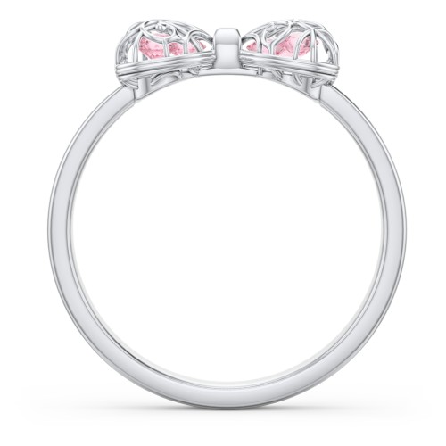Adorable Bow Cage Ring – Sterling Silver with Pink Tourmaline
