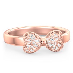 Adorable Bow Cage Ring in 10K Solid Rose Gold