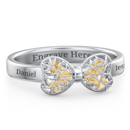 Adorable Bow Cage Ring in 925 Sterling Silver with Citrine