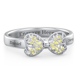 Adorable Bow Cage Ring in 925 Sterling Silver with Citrine